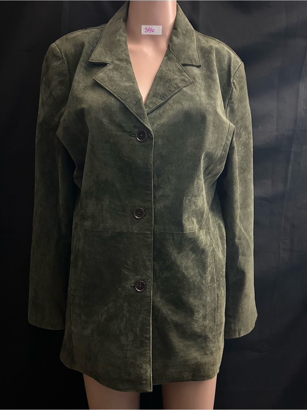 Dialogue Women’s Olive Green Suede Button-Front Jacket MD